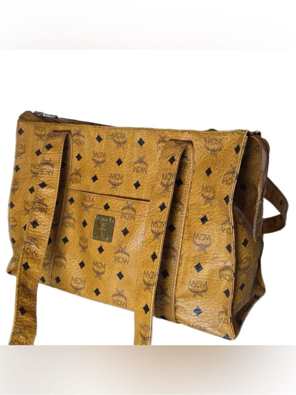 Vintage MCM Visetos Cognac Tote Shopper Bag Monogram Large - Picture 3 of 16